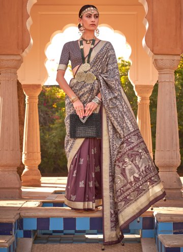 Printed Kanchipuram Silk Multi Colour Designer Saree