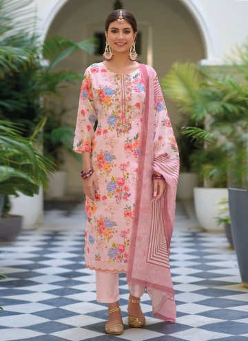 Printed Linen Pink Salwar Suit
