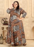Printed Rayon Multi Colour Readymade Designer Gown - 1