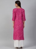 Printed Rayon Pink Party Wear Kurti - 2