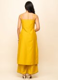 Printed Silk Blend Yellow Salwar Suit - 1