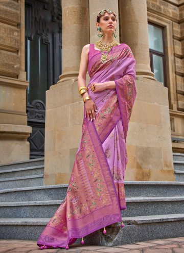 Printed Silk Purple Trendy Saree