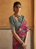 Printed Silk Rani Classic Designer Saree - 1
