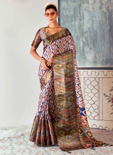 Printed Tussar Silk Multi Colour Classic Designer 