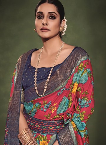 Printed Tussar Silk Multi Colour Trendy Saree