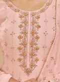 Pure Georgette Designer Pakistani Salwar Suit in Peach Enhanced with Embroidered - 2
