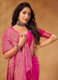 Pure Georgette Designer Saree in Pink Enhanced with Woven - 1