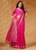 Pure Georgette Designer Saree in Pink Enhanced with Woven - 2