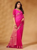 Pure Georgette Designer Saree in Pink Enhanced with Woven - 3