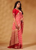 Pure Georgette Designer Saree in Rose Pink Enhanced with Woven - 2
