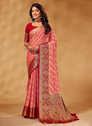 Pure Georgette Designer Saree in Rose Pink Enhance