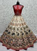 Pure Silk A Line Lehenga Choli in Off White Enhanced with Embroidered - 1