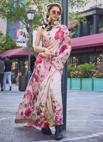 Pure Silk Classic Designer Saree in Cream Enhanced