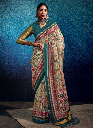 puredola Trendy Saree in Multi Colour Enhanced with Printed