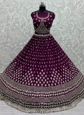 Purple A Line Lehenga Choli in Net with Diamond Work - 1