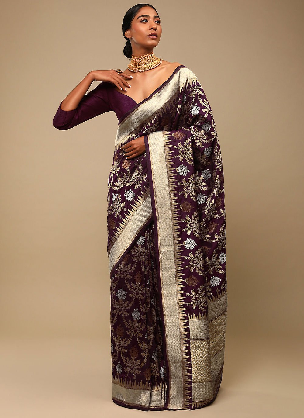 Purple Art Banarasi Silk Woven Classic Designer Saree