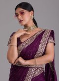 Purple Art Silk Border Trendy Saree for Engagement - 1