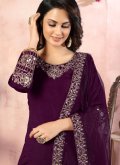 Purple Art Silk Embroidered Designer Patiala Salwar Kameez - 2