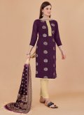 Purple Banarasi Booti Work Salwar Suit for Casual - 2