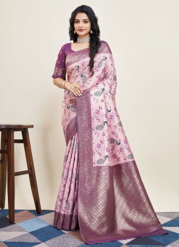 Purple Banarasi Woven Classic Designer Saree