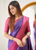 Purple Banarasi Woven Contemporary Saree - 1
