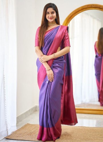 Purple Banarasi Woven Contemporary Saree