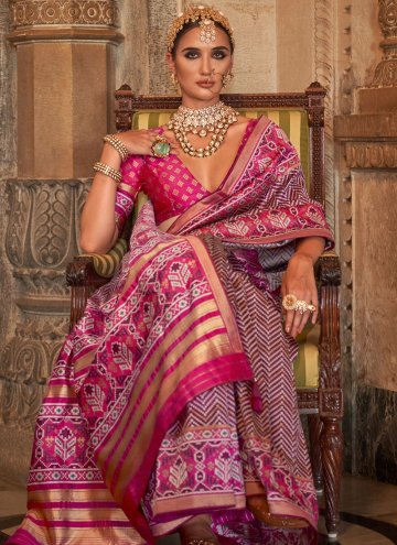 Purple Banarasi Woven Contemporary Saree for Festival