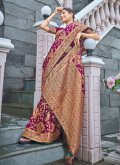 Purple Banarasi Woven Contemporary Saree for Reception - 1