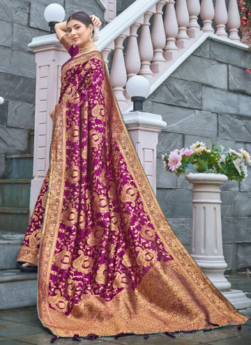 Purple Banarasi Woven Contemporary Saree for Recep