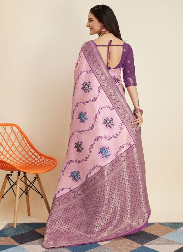 Purple Banarasi Woven Trendy Saree for Ceremonial