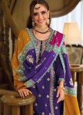 Purple Chinon Embroidered Trendy Salwar Kameez - 1