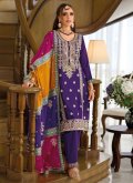 Purple Chinon Embroidered Trendy Salwar Kameez - 2