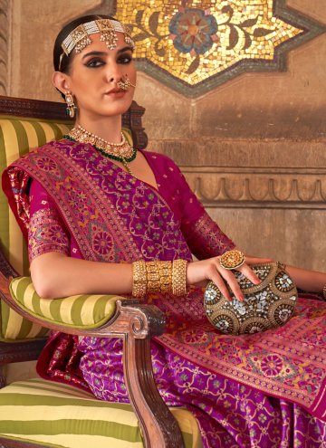 Purple Classic Designer Saree in Banarasi with Woven