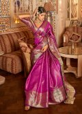 Purple Classic Designer Saree in Kanjivaram Silk with Zari Work - 2