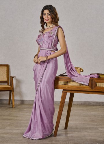 Purple Classic Designer Saree in Shimmer Georgette