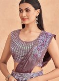 Purple color Art Silk Designer Lehenga Saree with Embroidered - 1