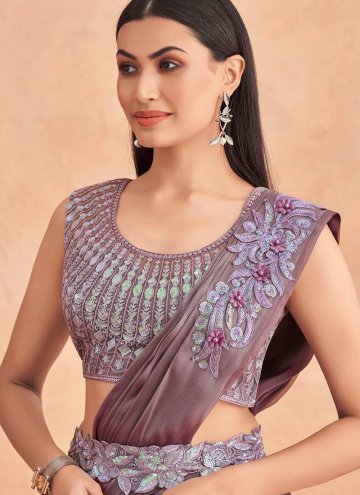 Purple color Art Silk Designer Lehenga Saree with Embroidered
