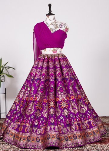 Purple color Banarasi Readymade Lehenga Choli with Woven