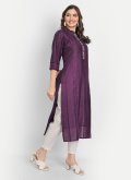 Purple color Chanderi Silk Party Wear Kurti with Embroidered - 3