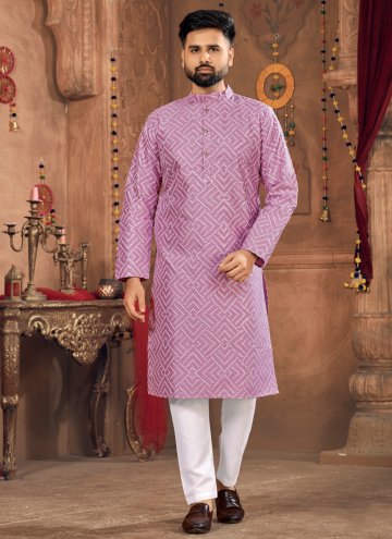 Purple color Embroidered Banglori Silk Kurta Pyjam