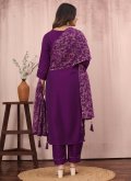 Purple color Embroidered Chinon Trendy Salwar Kameez - 2