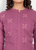 Purple color Embroidered Cotton  Designer Kurti - 3