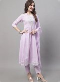 Purple color Embroidered Cotton  Salwar Suit - 3