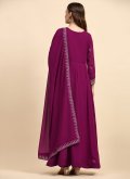 Purple color Embroidered Faux Georgette Trendy Suit - 2