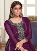 Purple color Embroidered Georgette Salwar Suit - 1