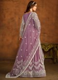 Purple color Embroidered Net Anarkali Salwar Kameez - 2