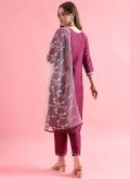 Purple color Embroidered Silk Blend Pant Style Suit - 1