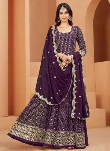 Purple color Faux Georgette Anarkali Salwar Kameez