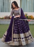 Purple color Faux Georgette Lehenga Choli with Embroidered - 2