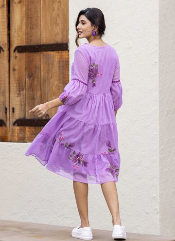 Purple color Floral Print Cotton  Designer Kurti